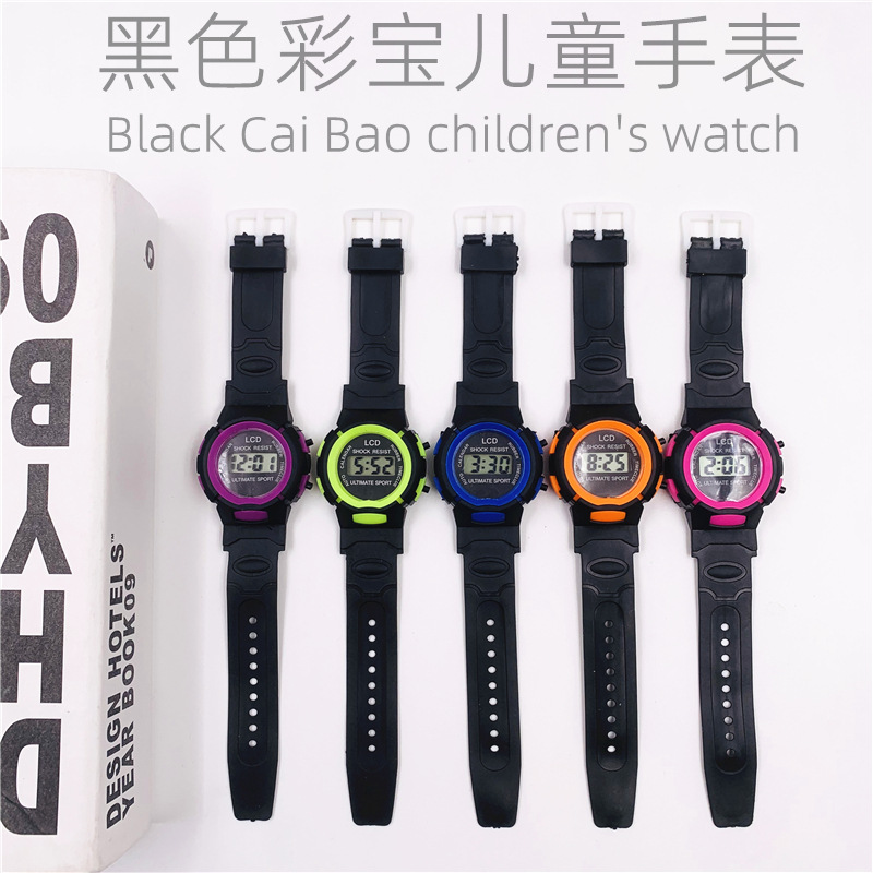 Популярные детские часы с мультяшным дизайном, черные, цветные, электронные часы