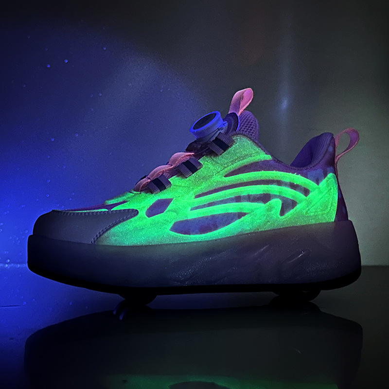 Maisu Tiger Factory Direct Sales Kidsren's Heelys Shoes Girls Pulleys Boys Four-wheel Youth Explosive Shoes Luminous Skating