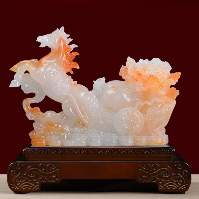 Chinese Imitation Jade Wealth Guangjin Horse Ornaments Jade Opening Gift Living Room Office Gift Carving Housewarming Wholesale