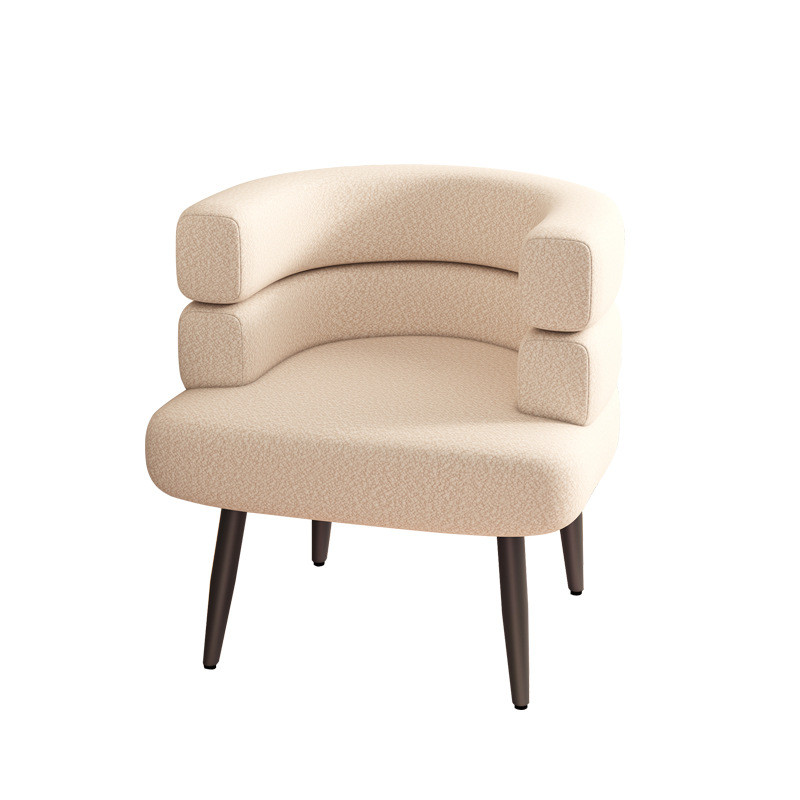 Lambswool single sofa bed & breakfast living room solid wood Nordic minimalist ins style design light luxury single leisure chair