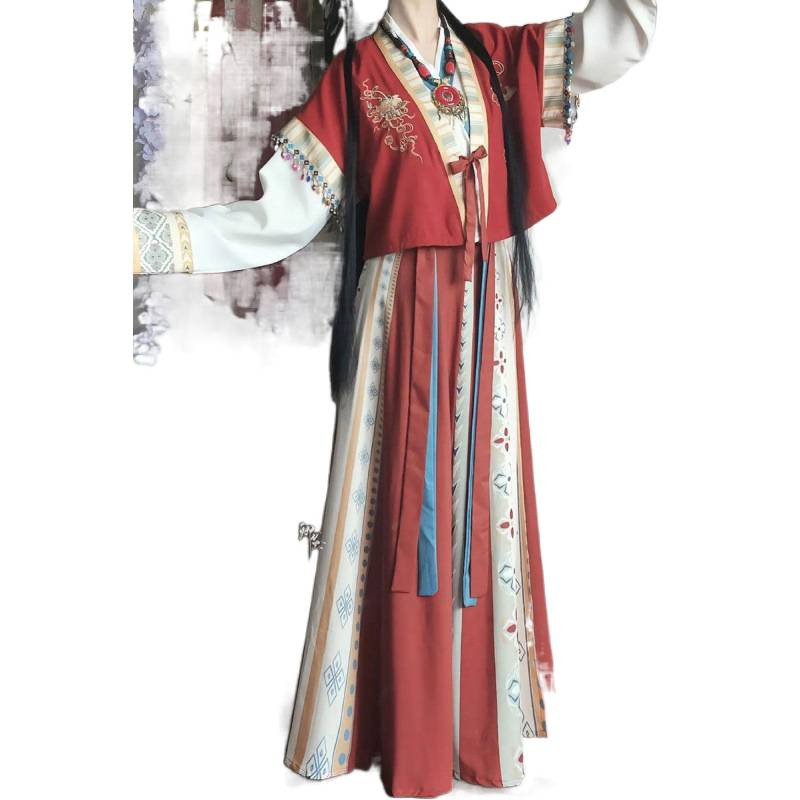 Plus-Size Hanfu for Women, Ethnic Exotic Style, Spring and Autumn Slimming Fairy-Like Layered Tang-Style Improved Ancient Suit