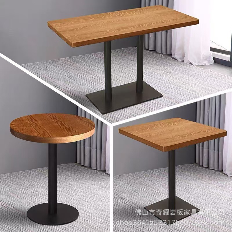 Solid Wood Restaurant Tables, Commercial Economical Snack Noodle Shop, Cafe, Milk Tea Shop, Small Round Square Table