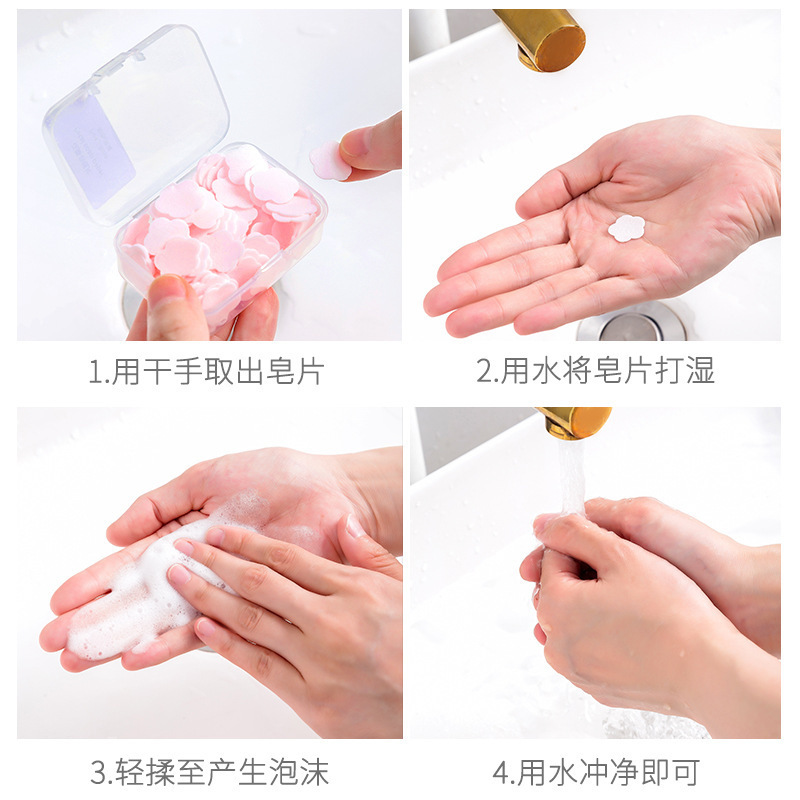 Portable Hand Soap Paper for Students and Kidsren Disposable Travel Mini Petal Soap Flakes Boxed