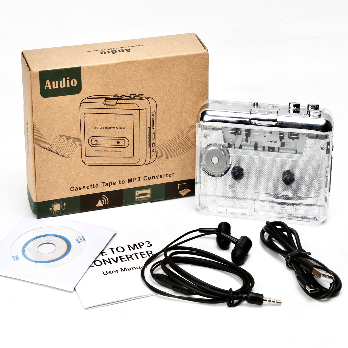 Classic Transparent Shell Tape to Mp3 Cassette to Mp3 USB Tape Machine Walkman