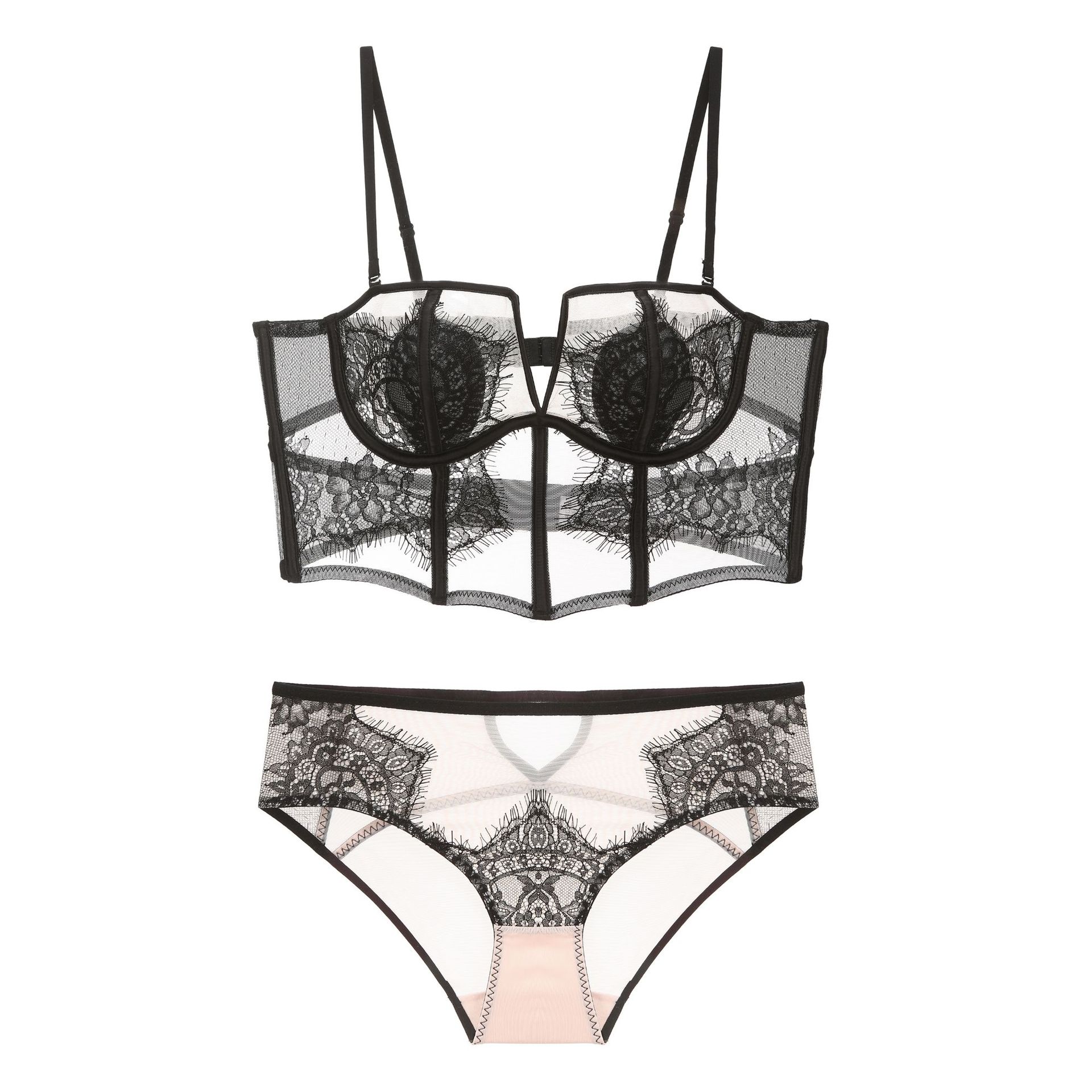 Fishbone Corset Vest Long French-Style Bra Tube Top Lingerie Lace Camisole Women's European and American Style Adjustable