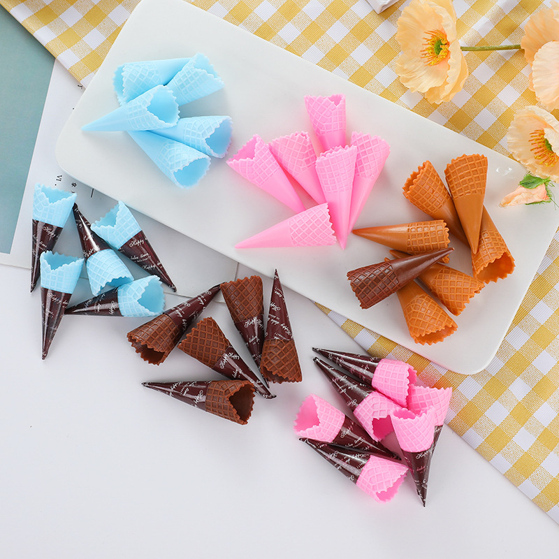 Creative Cone DIY Accessories Artificial Ice Cream Model Fake Crispy Cone Food Toy Material Package Ultra-Light Clay Hairpin