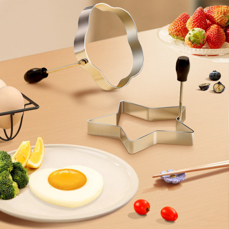 Thickened round omelette fried egg ring stainless steel round egg mold heart-shaped plum blossom egg mold