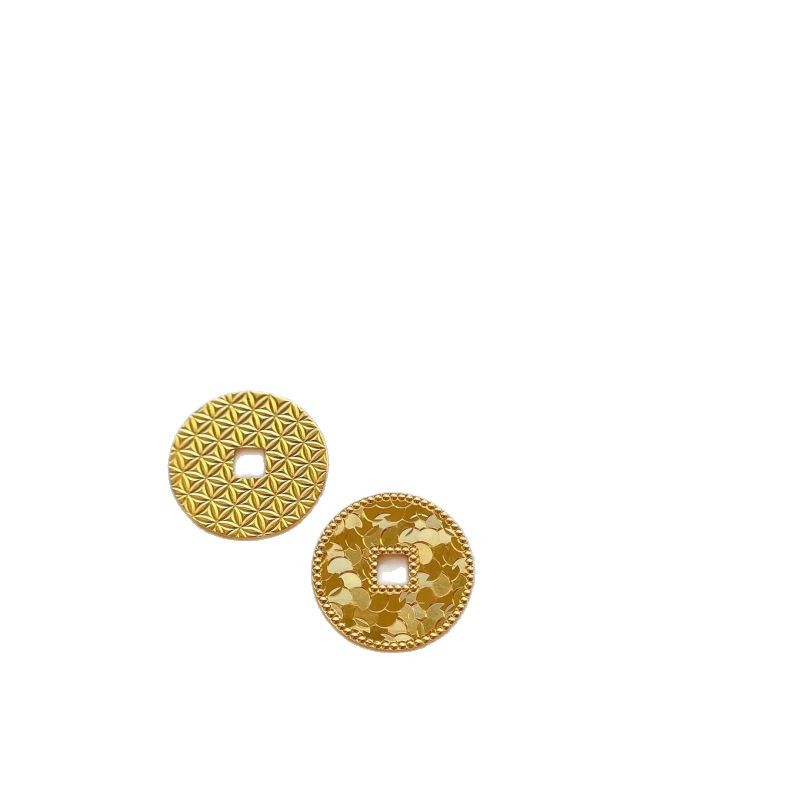 18K Gold Color Gold Five Emperors Coin Accessories Au750 All-Over Gold Hot Style Drainage and Wealth Handmade Accessories Jewelry