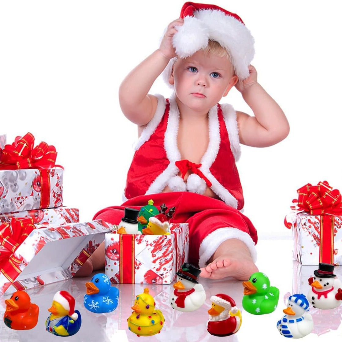 Blind Box Christmas Duck Children's 2 Inch Water Duck Santa Claus Duck New Year Duck Party Decoration Gummed Duck Ornaments