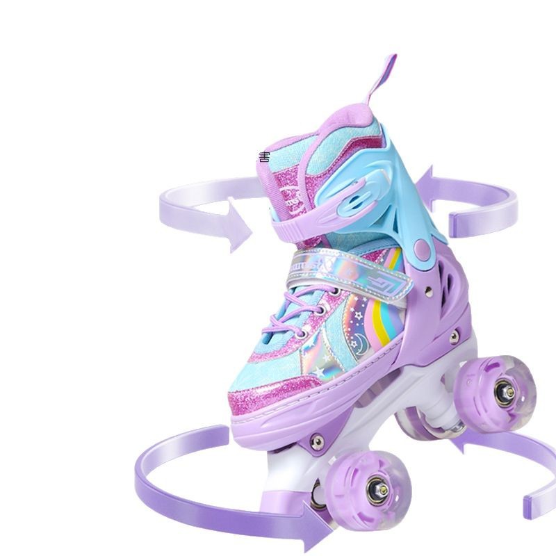Roller Skates for Kidsren 2-12 Years Old Beginners Colorful Four-Wheel Flash Roller Double Row Roller Skates for Boys and Girls