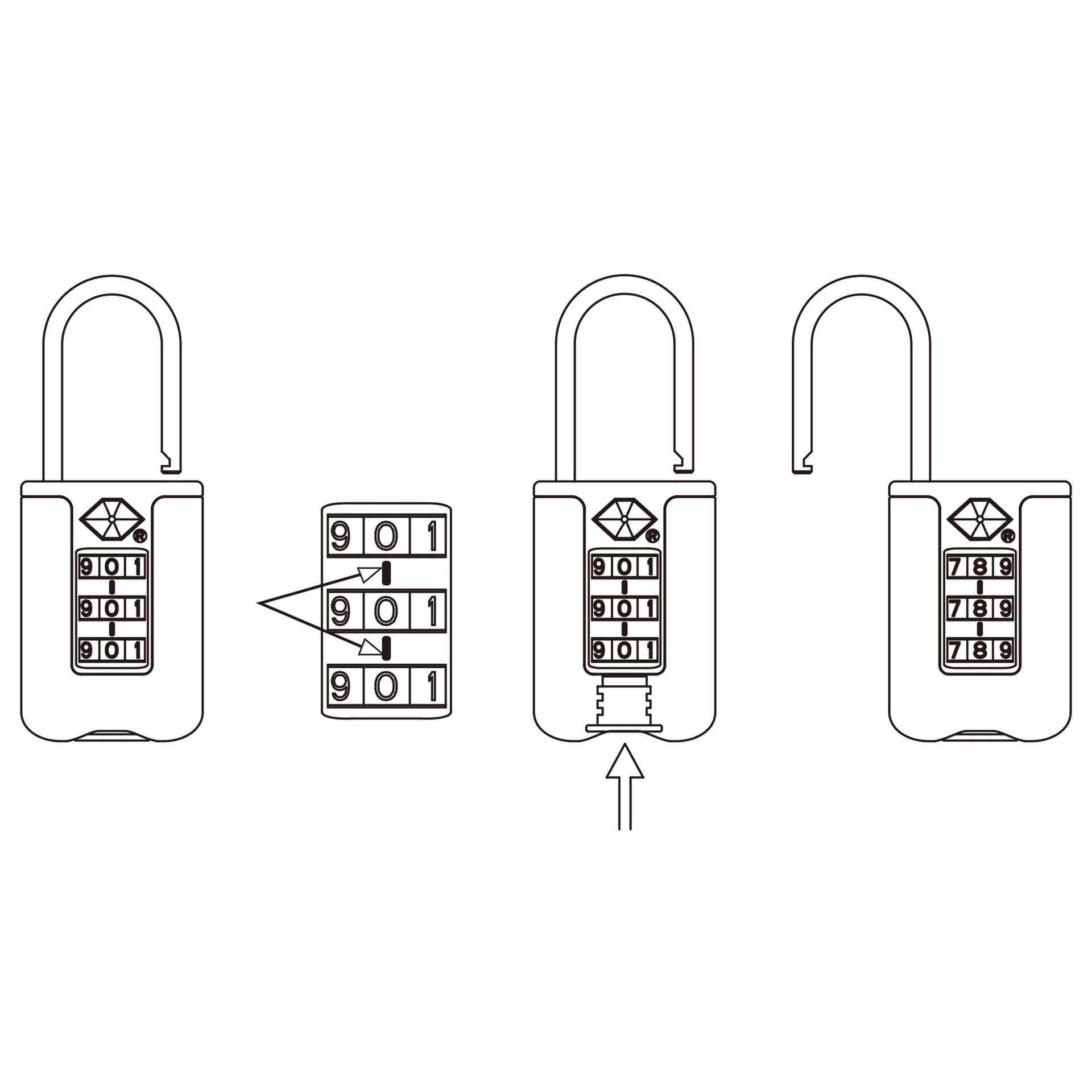 Tsa007 Customs Lock Abs Lightweight Lock Body Baggage Gym Locker Combination Padlock 04St