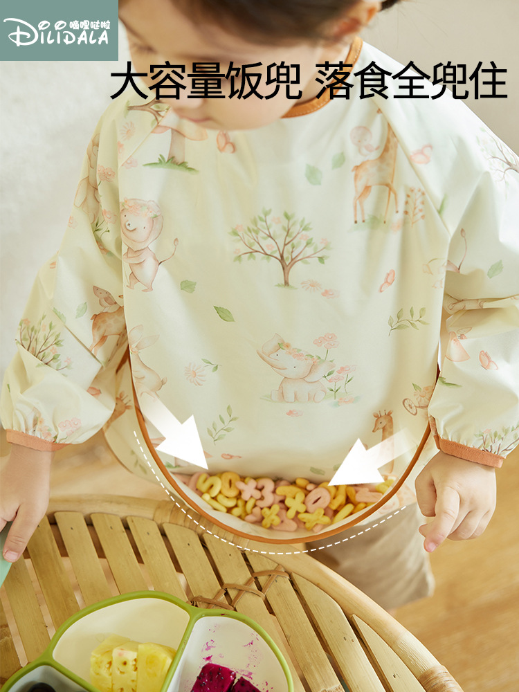 2025 New Baby Eating Bibs, Kidsren's Independent Eating Smocks, Waterproof and Anti-Dirty Kidsren's Rice Pockets, Baby Bibs