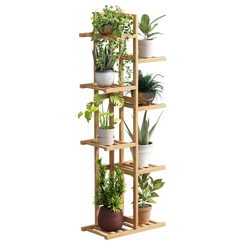 Nanzhu New Style Flower Shelf Storage Rack Floor Left and Right Flower Pot Rack Home Balcony Living Room Decorative Green Diet Storage Rack