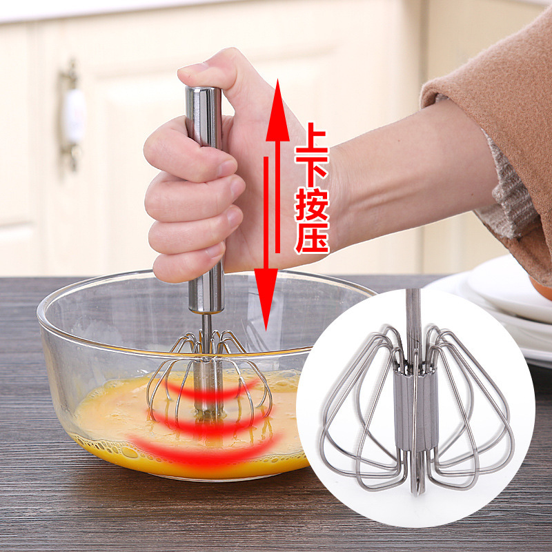 Baking Tools Egg Beater Stainless Steel Thickened Mixer Semi-Automatic Egg Beater Manual Mini Silicone Beater