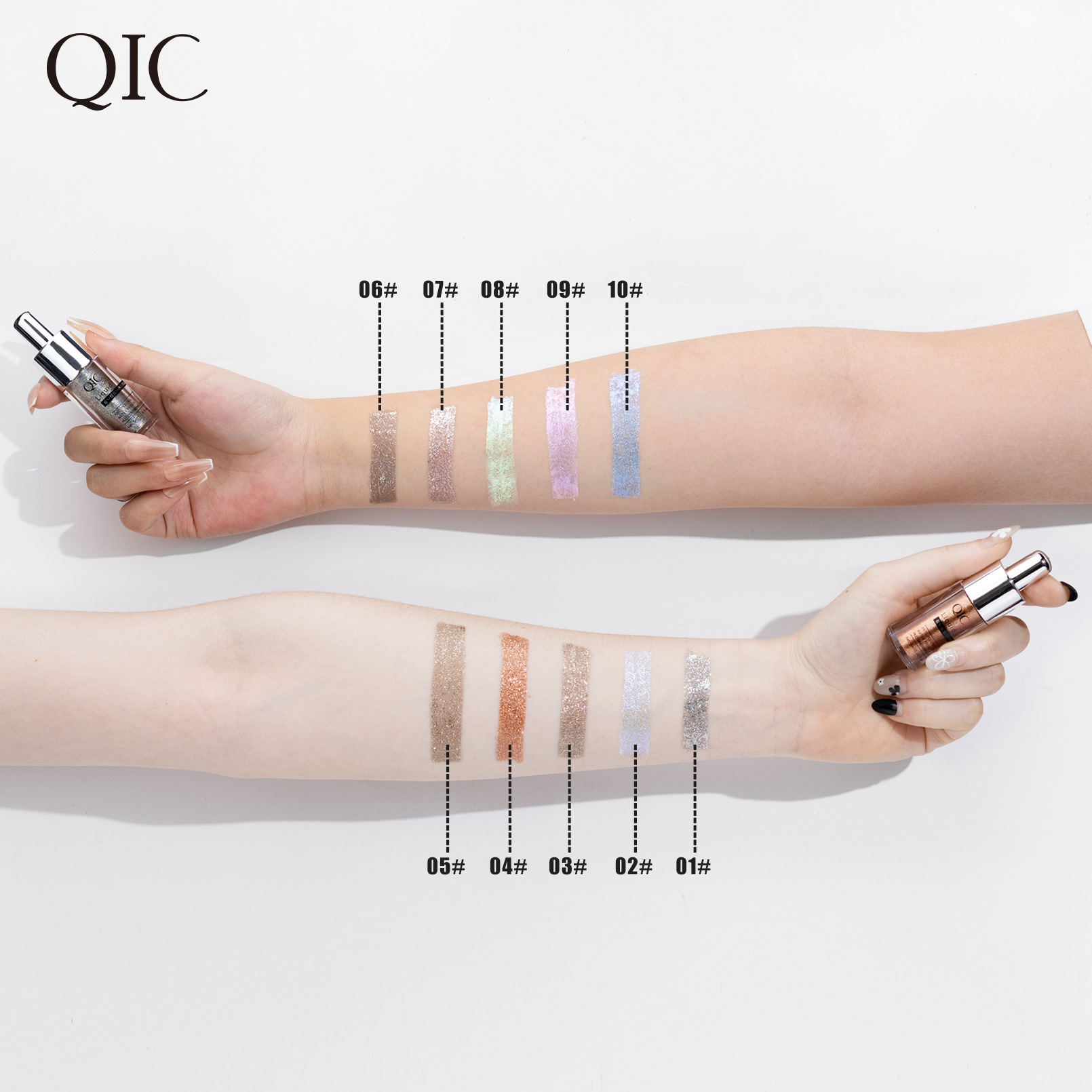 Qic Liquid Eye Shadow High-Gloss Multi-Color Pearlescent Liquid Colorful Eye Shadow Colorful Liquid Eye Shadow Cross-Border Makeup Wholesale