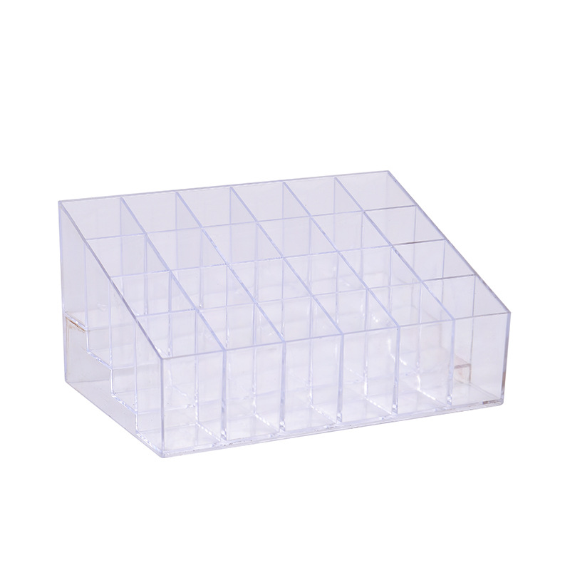 Transparent 24-grid lipstick holder nail polish eyebrow pencil display stand makeup cosmetics plastic storage box multi-layer lipstick holder