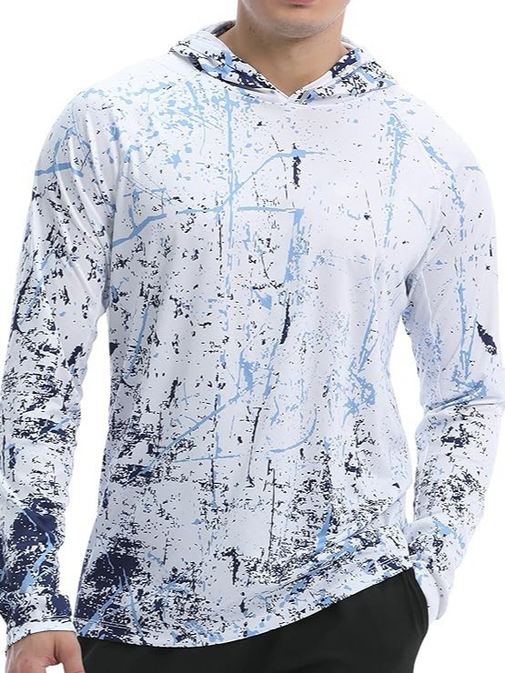 Summer Men's Quick-Drying Anti-Uv Ultra-Thin Ice Silk Running, Fishing and Travel Bionic Camouflage Hooded Outdoor Sun Protection