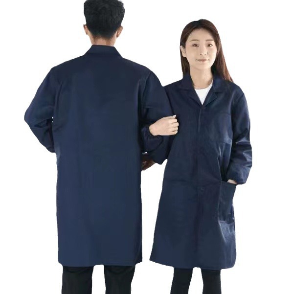 Blue coat long-sleeved overalls men's long stain-resistant warehouse food factory handling overalls printed logo labor protection