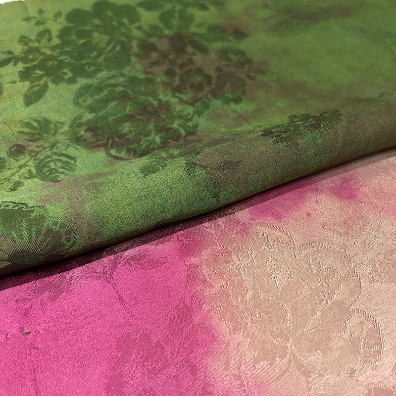 Butterfly Peony Tie-Dye Fragrant Cloud Yarn Fabric National Style Cheongsam Dress Clothing Fabric Pink Mulberry Jacquard Cloth Head