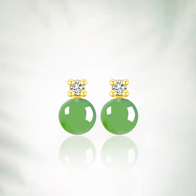 серьги из шпината, натуральный старый материал нефрит, 6 мм, женские серьги из серебра S925