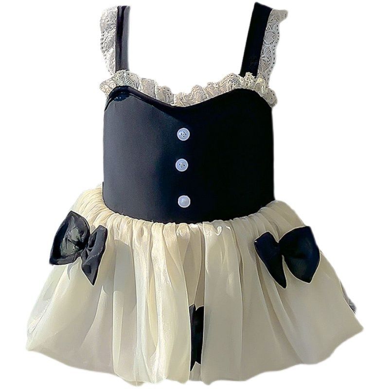 Girls' 2025 New Summer One-Piece Swimsuit, Cute and Stylish, Baby Girl, Small and Medium-Sized Lace Princess Style Swimsuit, Trendy