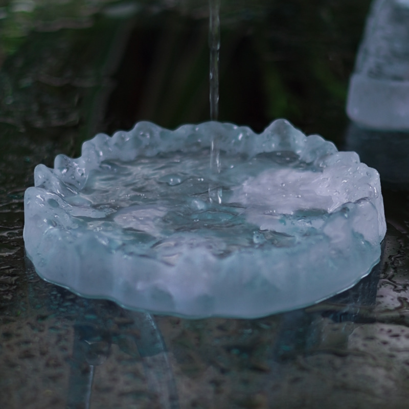 Japanese-Style Glass Teapot Holder Tea Set Dry Brewing Tray Teapot Holder Glass Tea Table Cover Bowl Tea Tray Tray Purple Clay Teapot Glass Tea Table