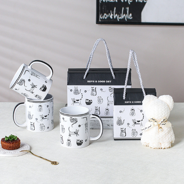 Gift Ceramic Cup Couple's Cup Company Opening Event Gift Cup Creative Mug Water Cup Wedding Hand Companion Cup