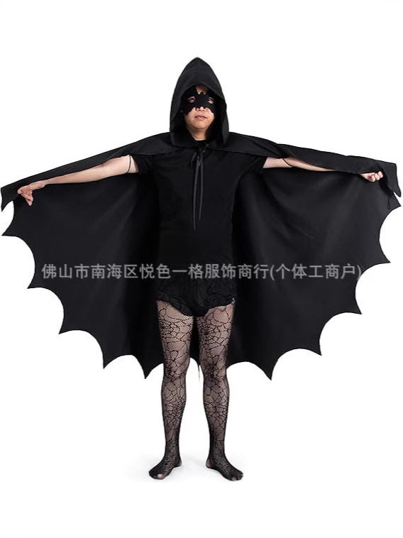 2024 Amazon New Bat Wings Cloak Robe Hooded Cloak Vampire Witch Costume Cosplay