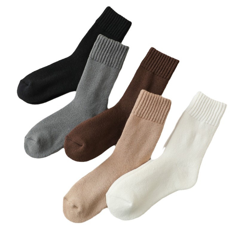 Socks men's autumn and winter fleece-lined thick tube socks brushed cashmere socks warm floor socks cold-resistant terry socks