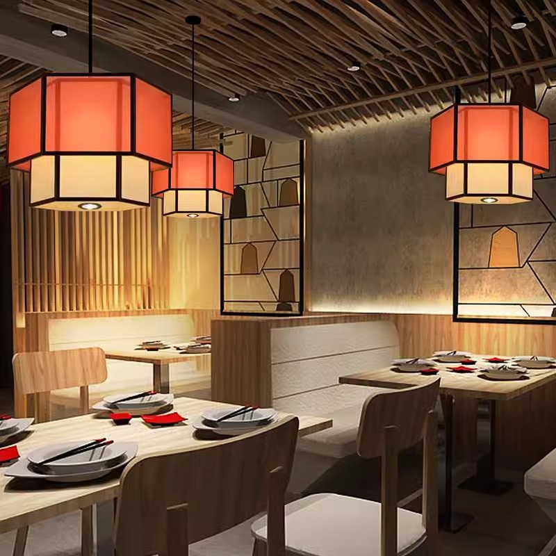 New Chinese Hot Pot Restaurant Chandelier with Spotlights Catering Restaurant Hotel Private Room Zen Retro Lamps Chinese Style Lanterns