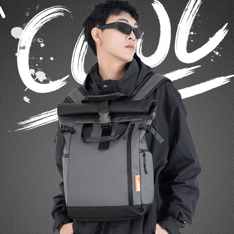 Cross-border Trendy Curled Backpack Men's and Women's Large Capacity School Bag Outdoor Travel Backpack Commuter Laptop Bag