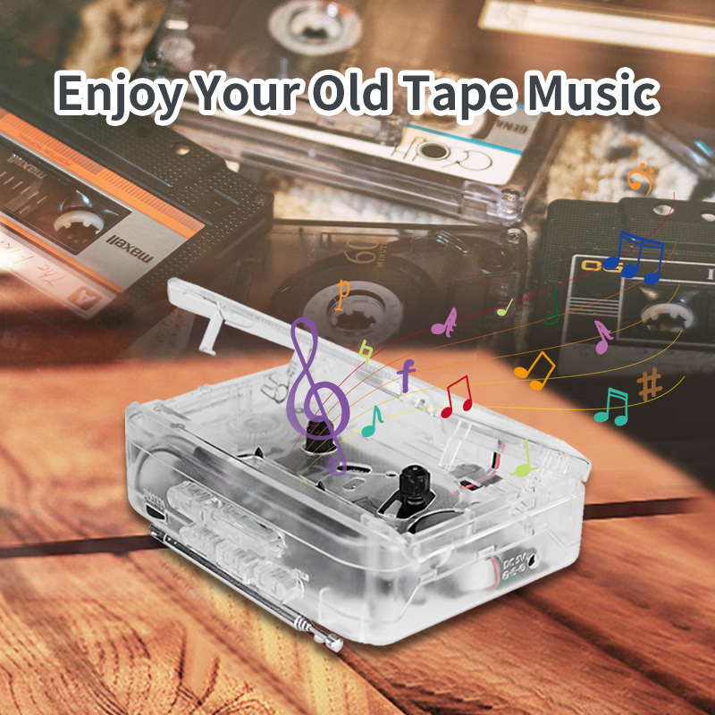 Transparent cassette player tape player stereo player FM/AM radio external speaker tape Walkman