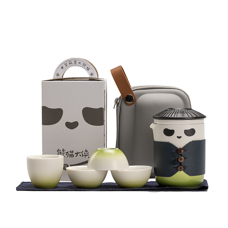Portable Travel Tea Set Storage Bag Outdoor Panda Express Cup One Pot Four Cups Portable Simple Camping