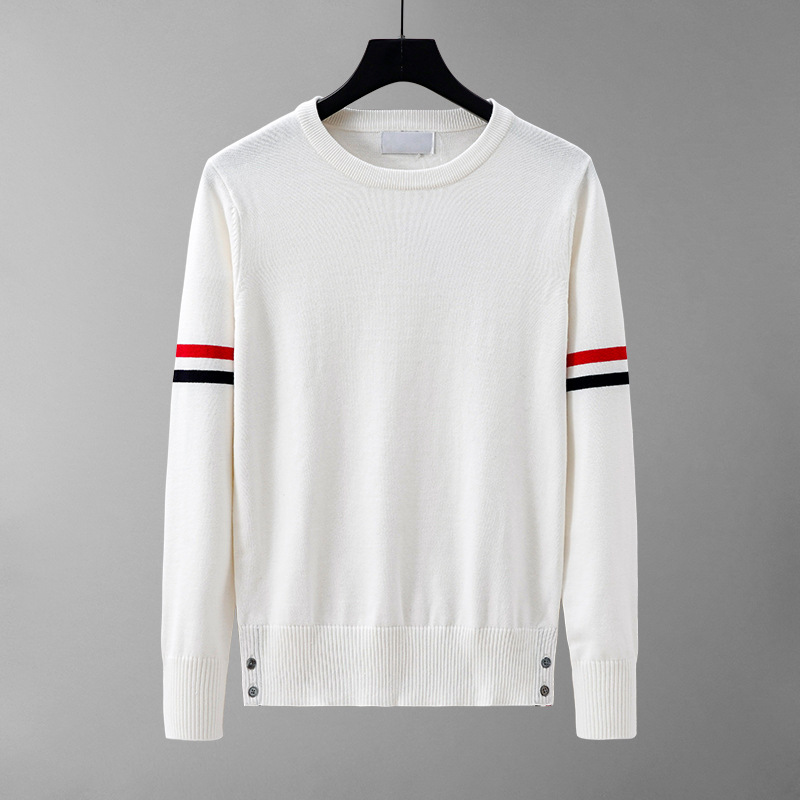Spring and Autumn Style Couple Outfits Timsblanc Round Neck Sweater Red and White Striped Knitwear 2026-1 Couple Set