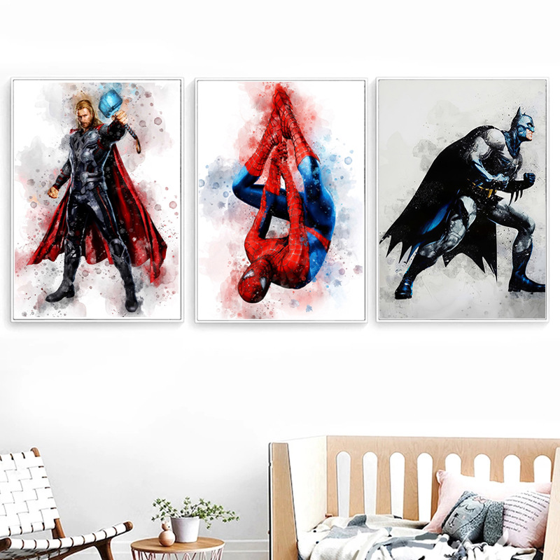 Marvel Universe Superhero Spider-Man Hulk Hulk Poster Hanging Painting Living Room Bedroom Canvas Decorative Painting Core