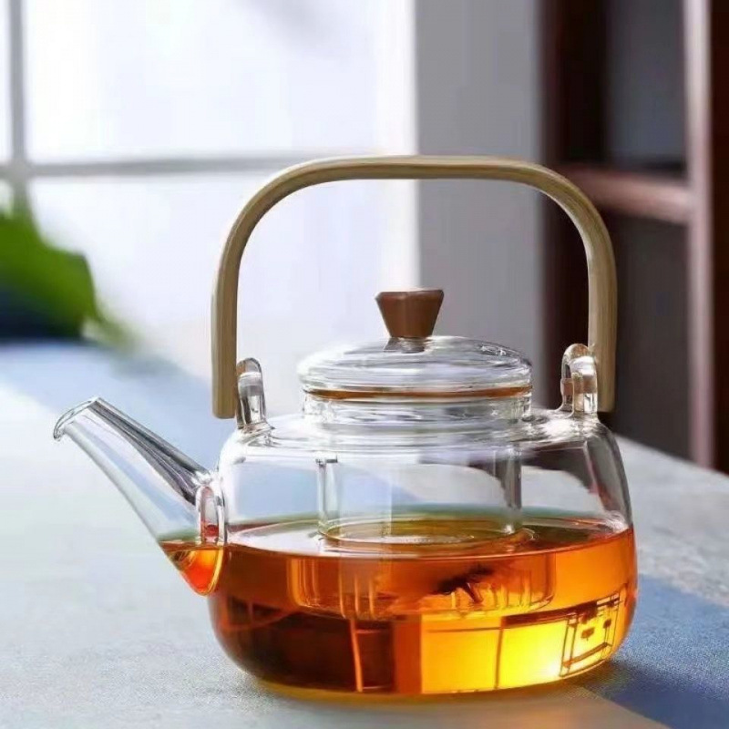 22N Glass Teapot High Temperature Resistant Steaming Tea Set New Handle Pot Electric Ceramic Stove Water Kettle Teapot Tea Set
