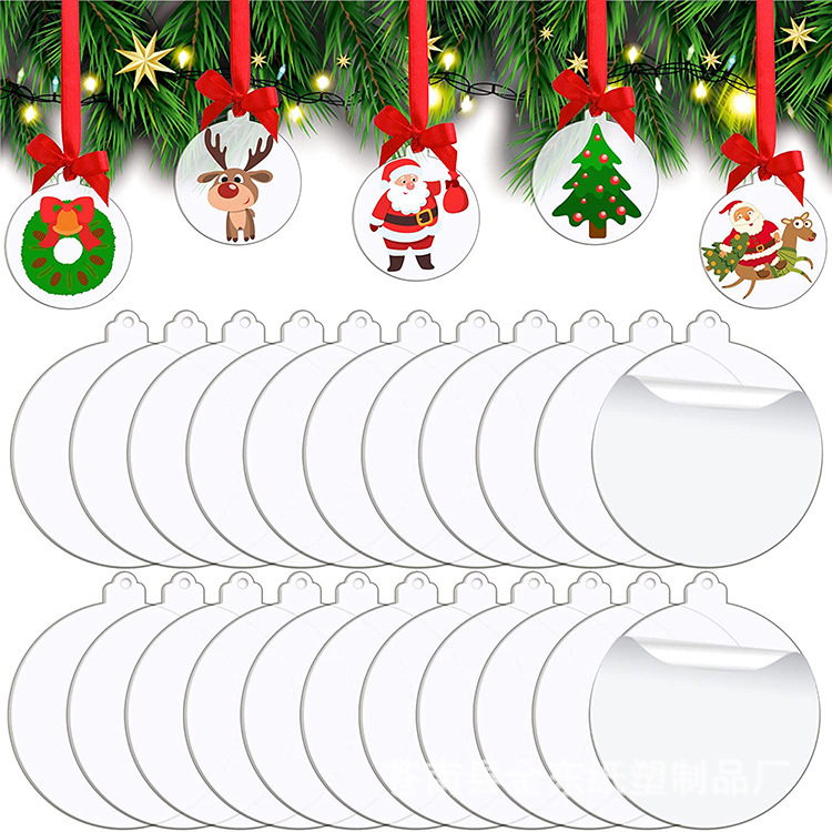 Cross-Border New Product Christmas Decoration Pendant Blank Plastic Acrylic Disc Pmma Transparent Acrylic Disc DIY
