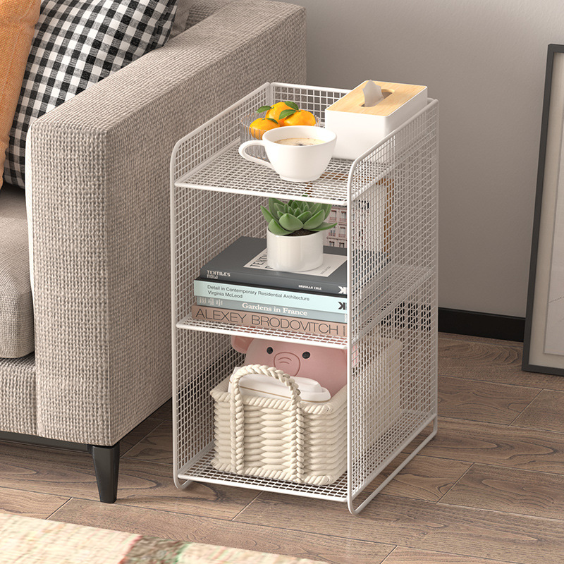 Super Narrow Bedroom Storage Rack Stitched Iron Bedside Table Bedside Small Cabinet Rental Room Mini Simple Side Table