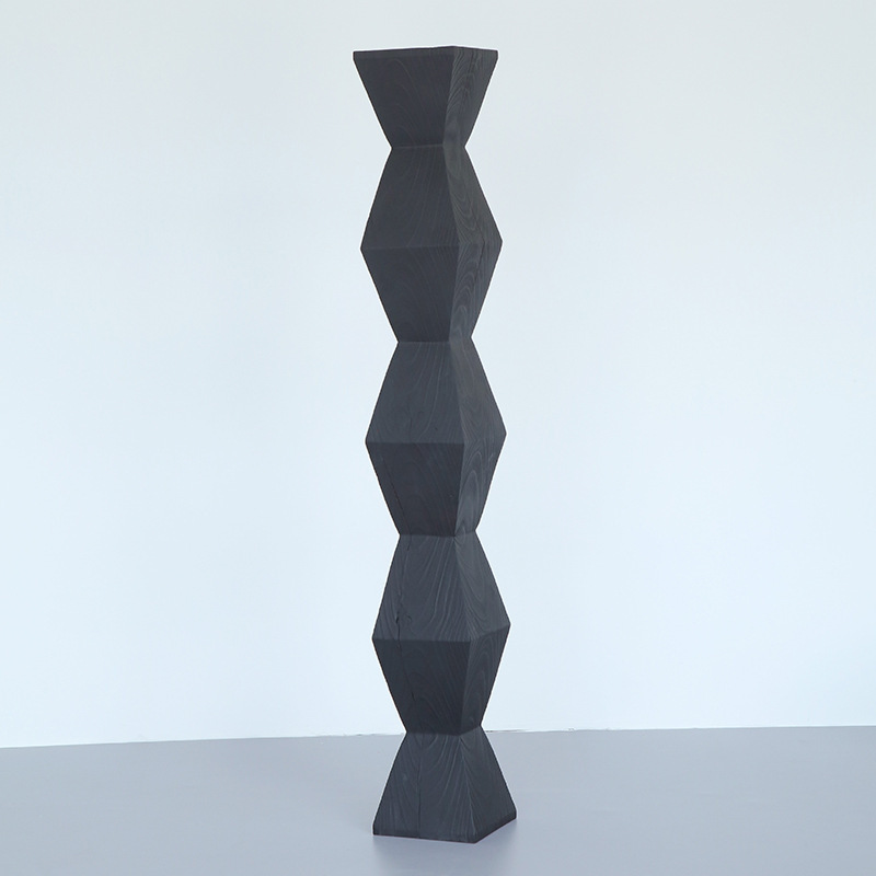 J4C Solid Wood Tree Stump Carbonized Black Log Wood Stump Art Ornaments Root Carving Wood Stump Coffee Table Household Living Room Stool