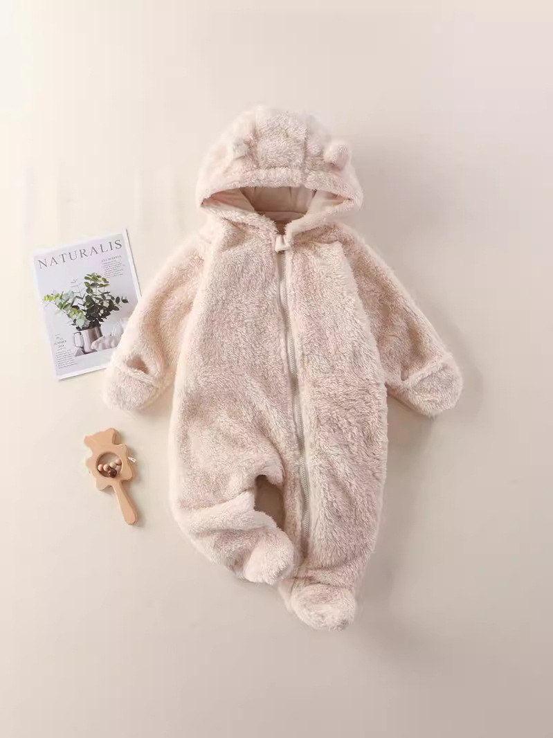 Infant Jumpsuit Autumn and Winter New Newborn Bag Hand and Foot Warm Crawling Suit Baby Plush Outing Clothing Coveralls