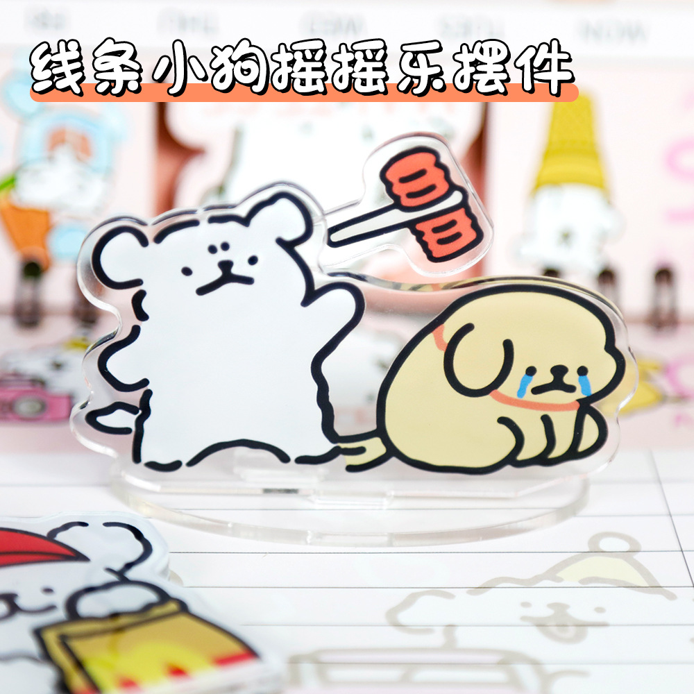 Линия щенка, мультяшное настольное украшение, креативный антистресс, подвижный молоток, подарок для студентов и пар