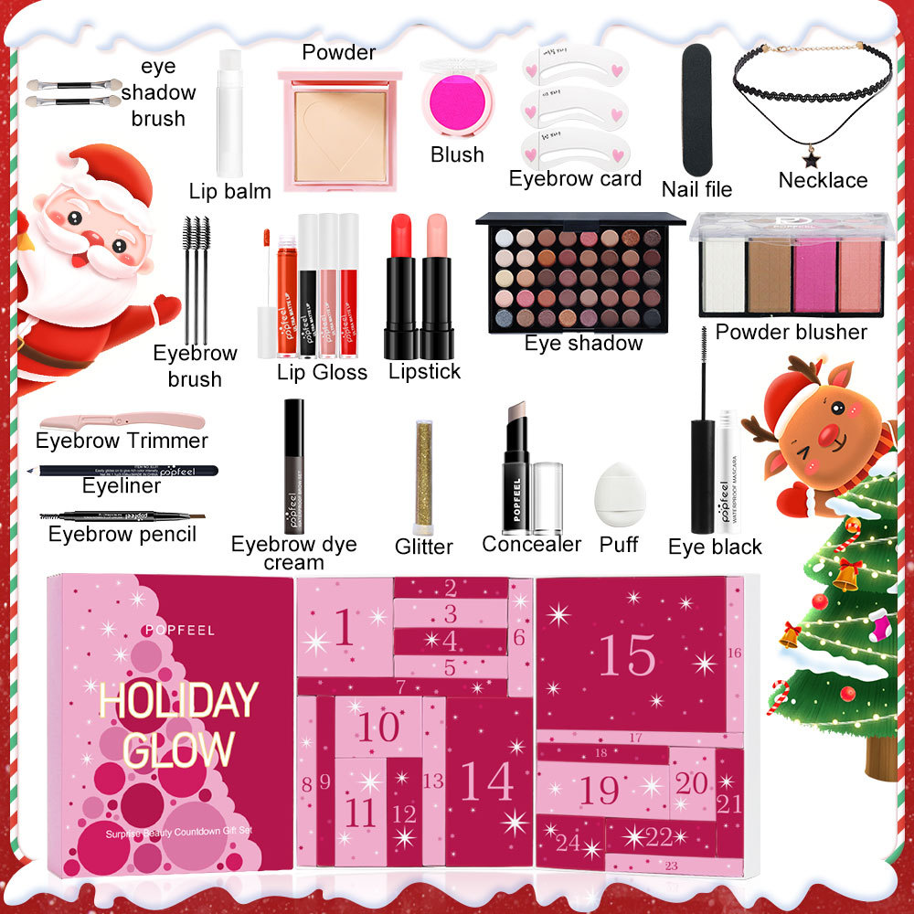 Popfeel Christmas Countdown Gift Box Cosmetic Set Valentine's Day Holiday Gift Box Wow003