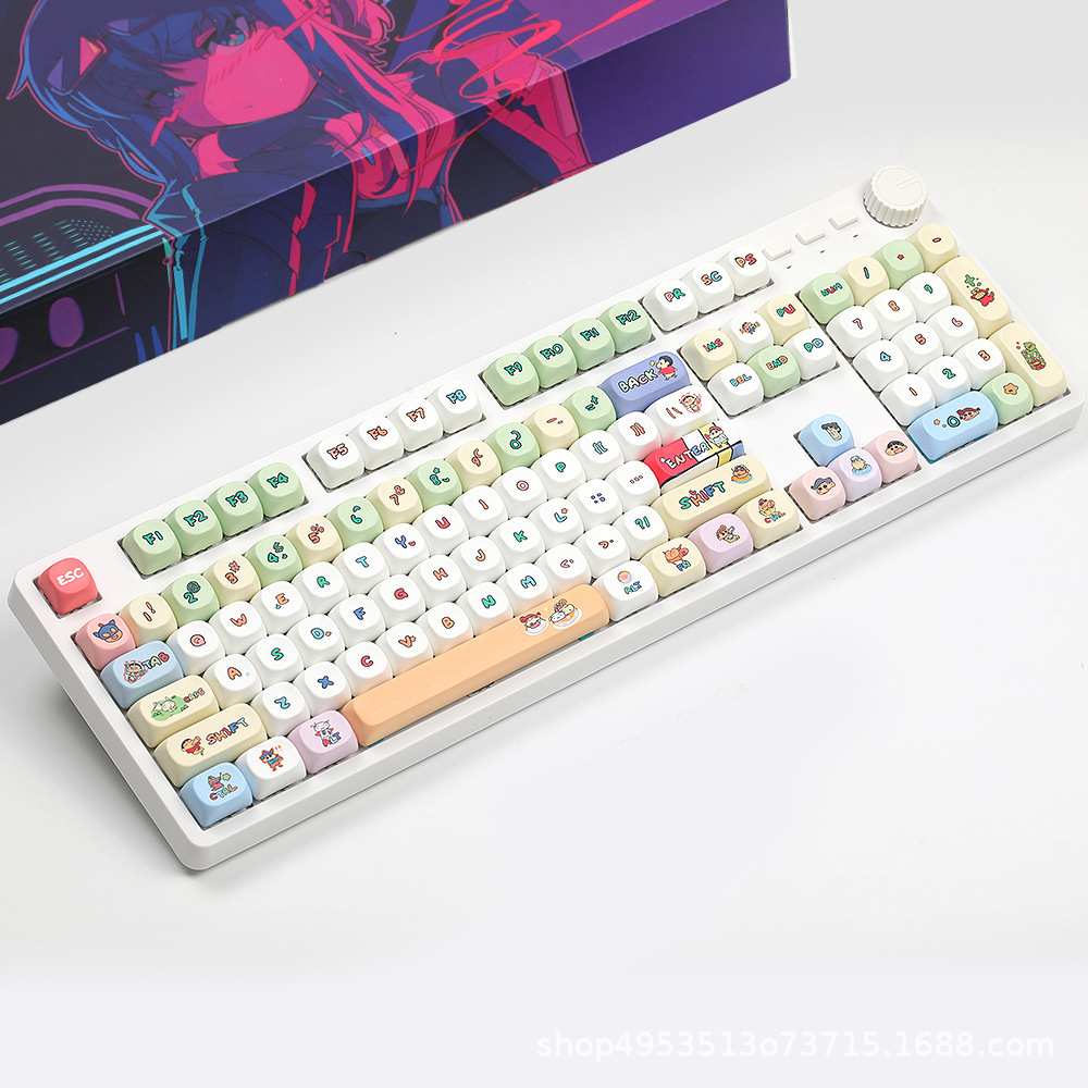 Crayon Xiaoxin Keycap Thermal Sublimation Process Moa Height Cross Hole Satellite Shaft Universal Mechanical Keyboard