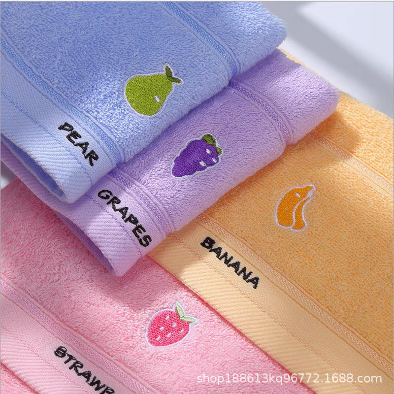 Factory wholesale 3112 cartoon towel cute children's towel embroidered fruit soft absorbent household children's small face towel
