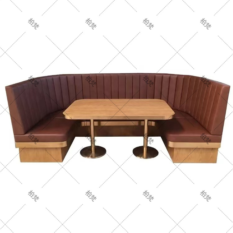 Solid Wood Storage Booth Sofa, Uniquely Shaped Wall-Mounted Curved Sofa for Cafes, Commercial Use in Chain Restaurants, Cross-Border Exclusive Supply