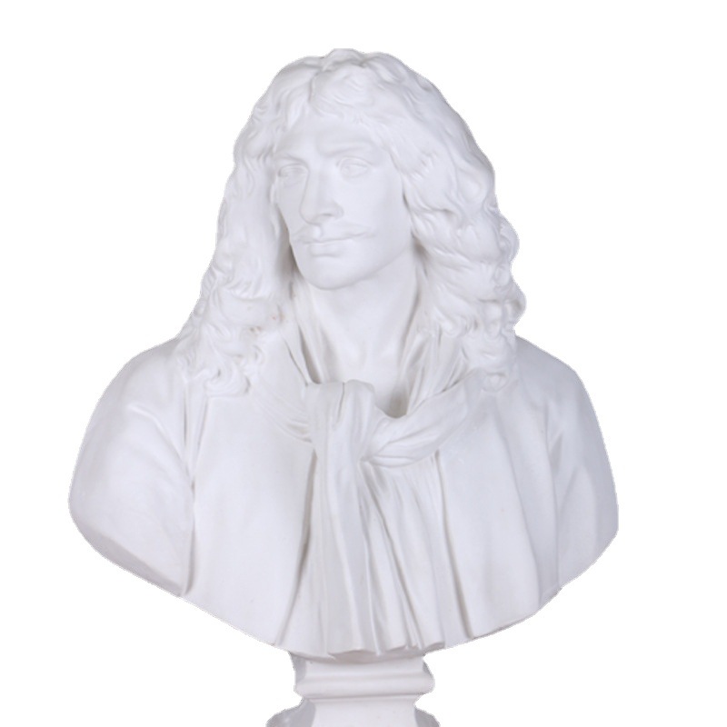 Art Still Life 87CM character plaster Moliere chest statue plaster head plaster teaching aids art sculpture ornaments