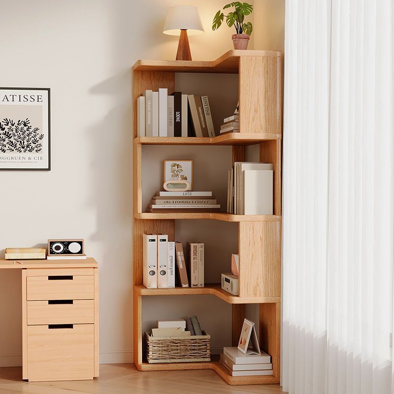 Угловая книжная полка из массива дерева, напольный шкаф для хранения