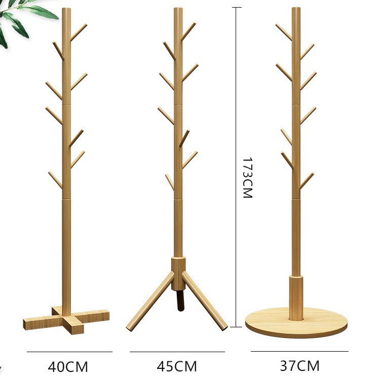 Solid wood coat rack household simple clothes drying rack room bag rack floor bedroom vertical hanger