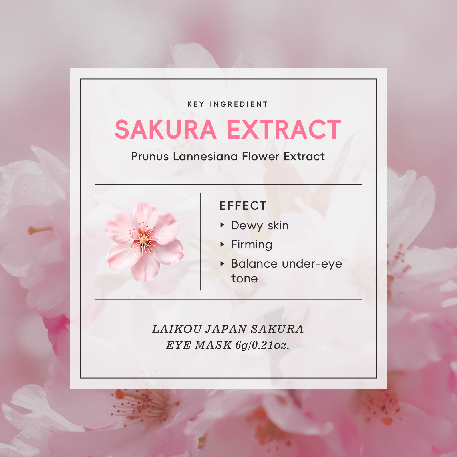 Cross-Border Laikou Sakura Single-Piece Eye Mask 6G/Pair Hydrating, Moisturizing, Caring for the Skin Around the Eyes and Moisturizing in Stock