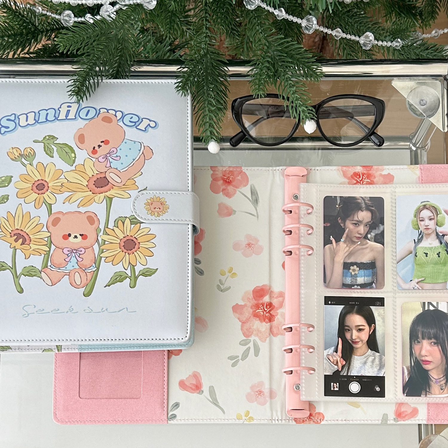 PU loose-leaf 6-hole photo album rose meow mi A5 widened four-square cute cartoon magnetic buckle 3 inch star album